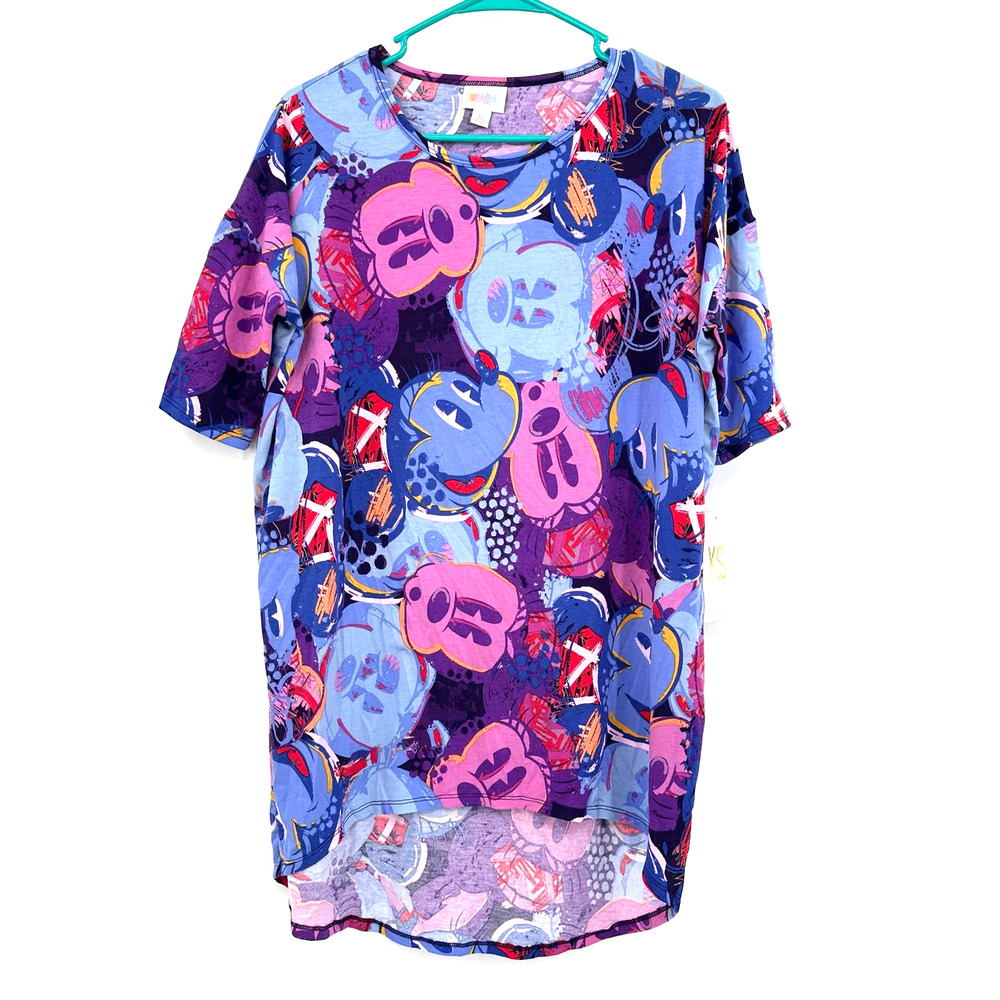 NWT Disney Lularoe collab size XS Irma Mickey Minnie print purple‎ blue pink